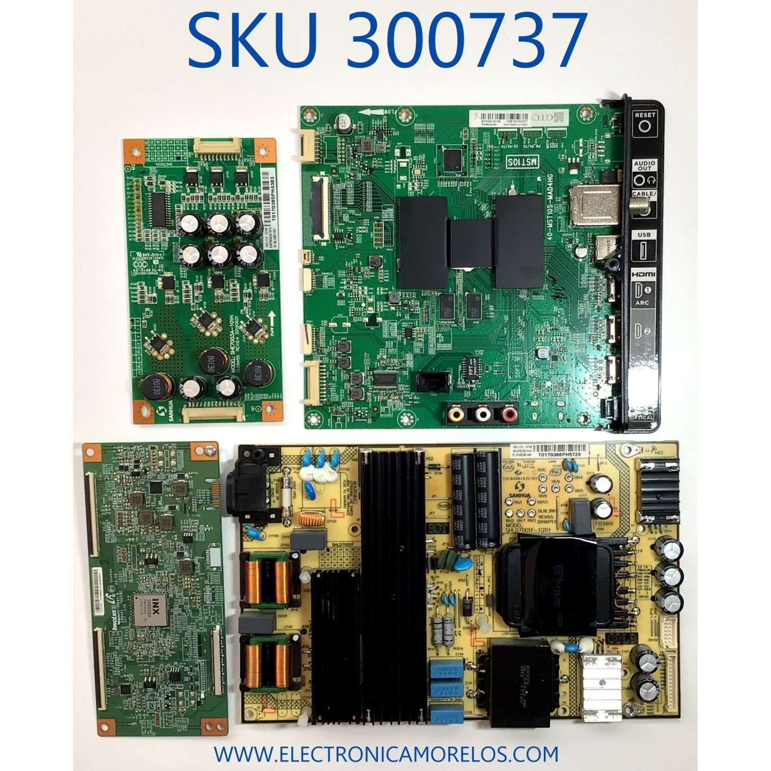 KIT DE TARJETAS PARA TV TCL / MAIN T8-43NAGA-MA1 / 40-MST10S-MAD4HG / V8-ST10K01-LF1V001 / FUENTE 81-PWE065-H91 / SHLD7001F-101H / LED DRIVER 81-BLI065-H03 / SHE7003A-101H / T-CON TATDJ4S57 / E88441 / DISPLAY V650DJ4-Q65 / MODELO 65S401Q